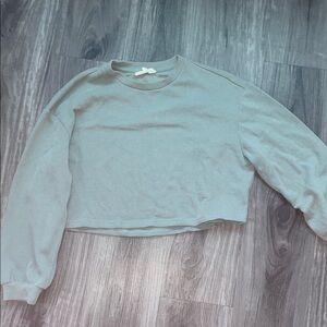 Listicle Sage-Teal Cropped Sweatshirt